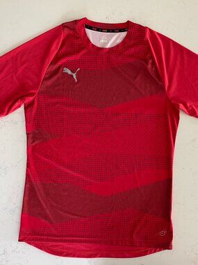 Puma Dry Cell SS Crew Nk Style# 655781 Poly Tech Performance Shirt Red Blk L